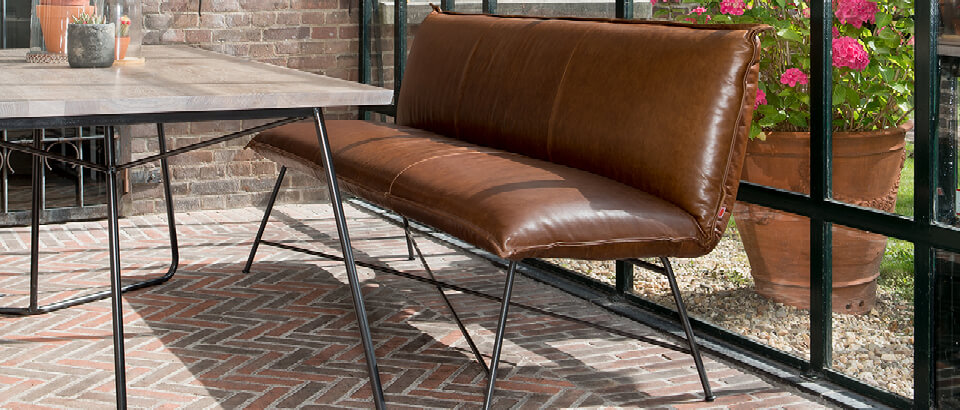 Eetkamerbanken cognac Eijerkamp