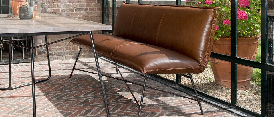 Eetkamerbanken cognac Eijerkamp