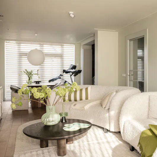 70/30 stijl groene woonkamer