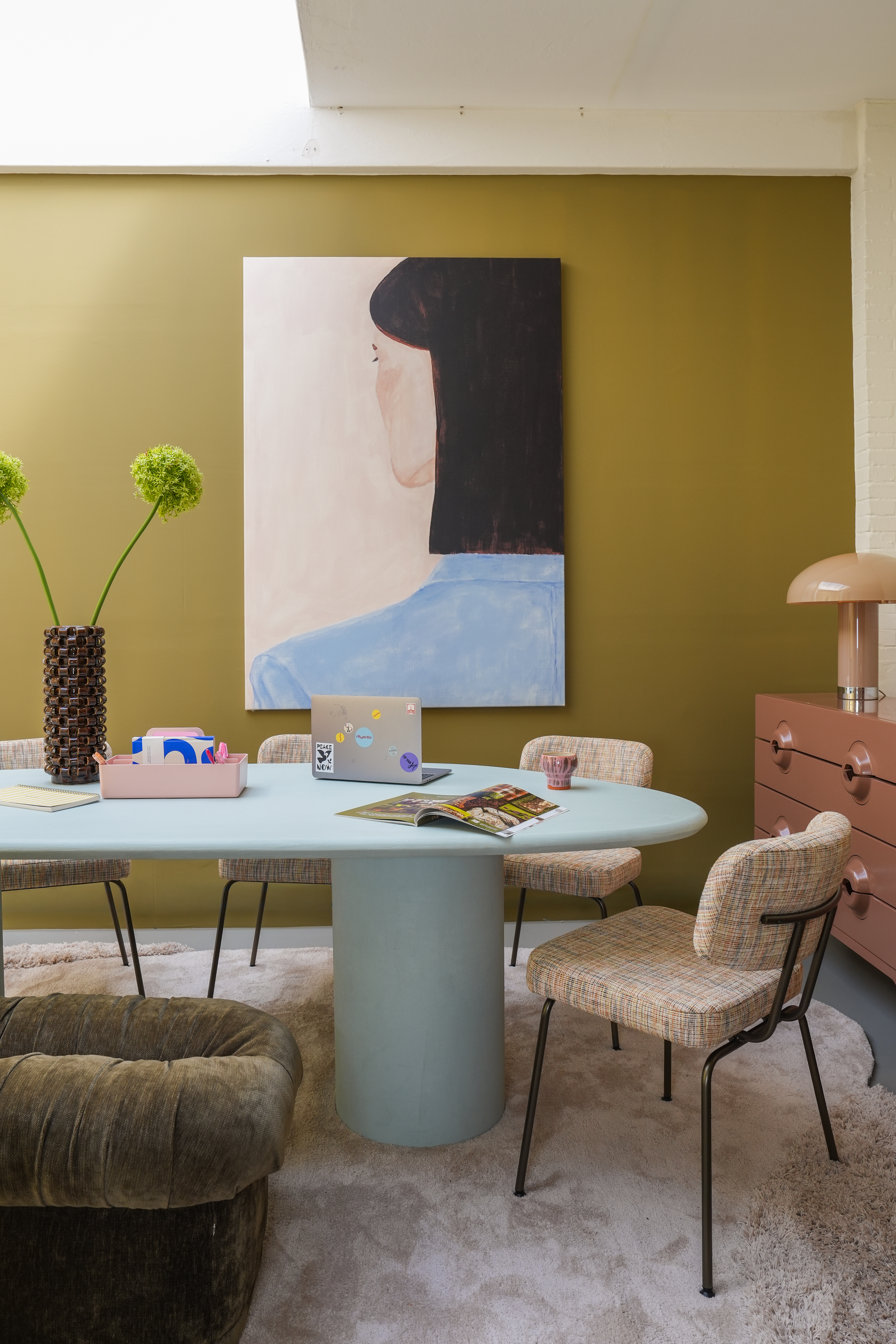 Dopamine decor eetkamer blauw
