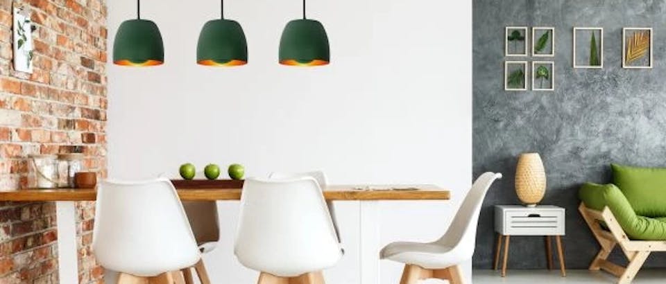 Groene hanglampen bij Eijerkamp