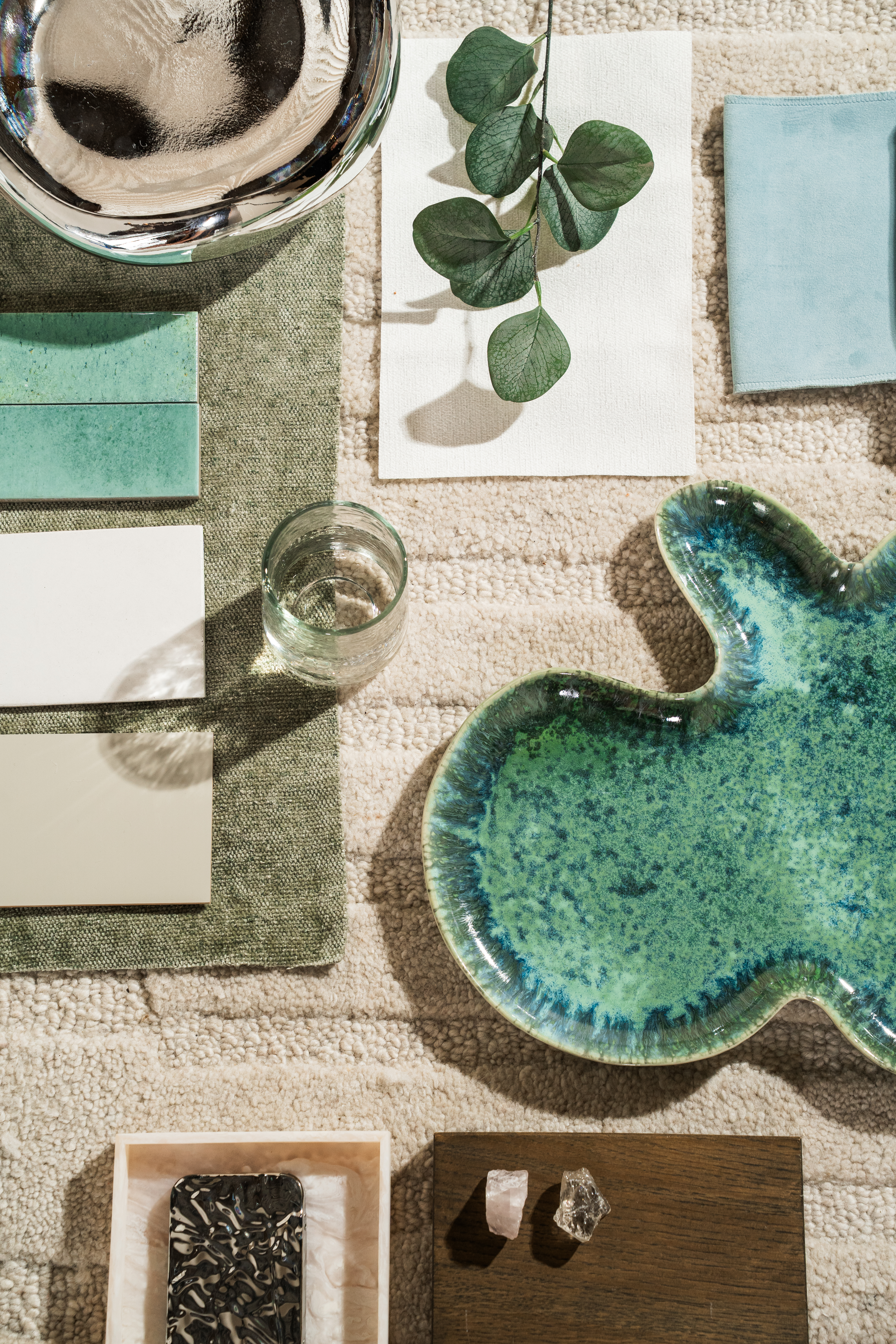 Groene en blauwe details