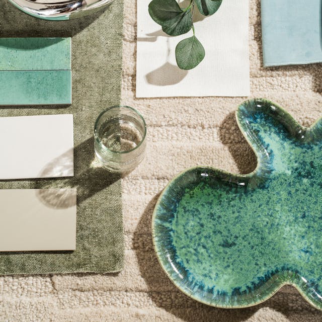 Groene en blauwe details