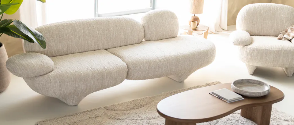 Wabi Sabi bank en salontafel in donkerhout