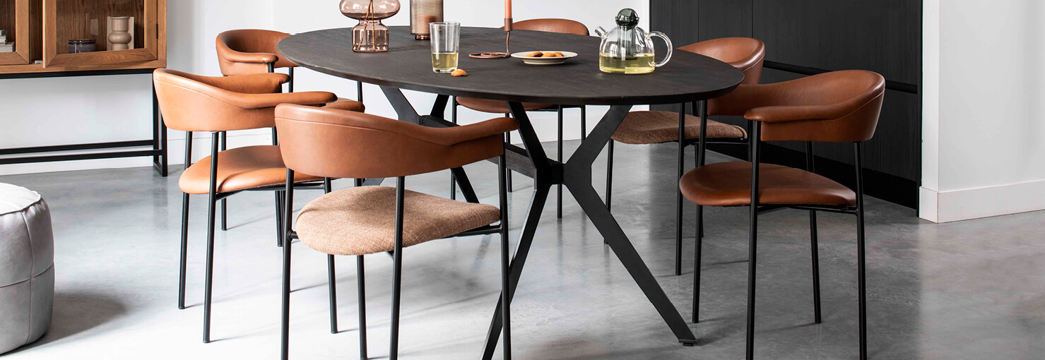 Cognac eetkamerstoelen