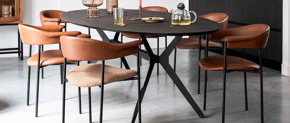 Cognac eetkamerstoelen